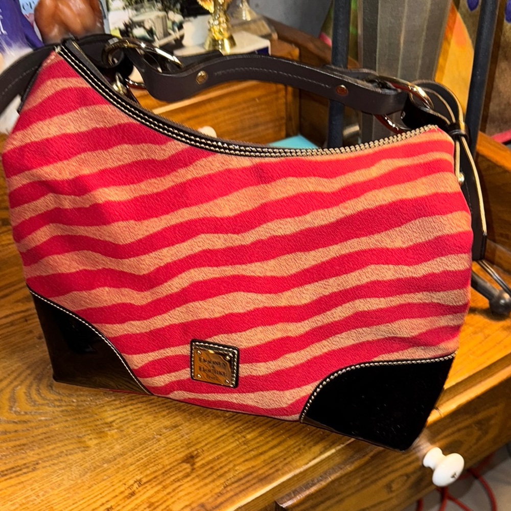 Dooney & Bourke Red and Black Hobo Bag - Picture 6 of 16